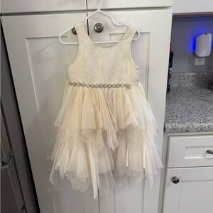 American Princess Cream Textured Satin Flower Girl Dress